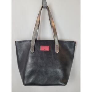 J.W. Hulme Co. Tote Black w/ Silver Straps DCH Made in USA All Leather